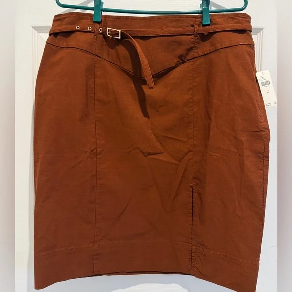 NWT By Anthropologie Size XL Belted Pencil Skirt Brown - Picture 5 of 13